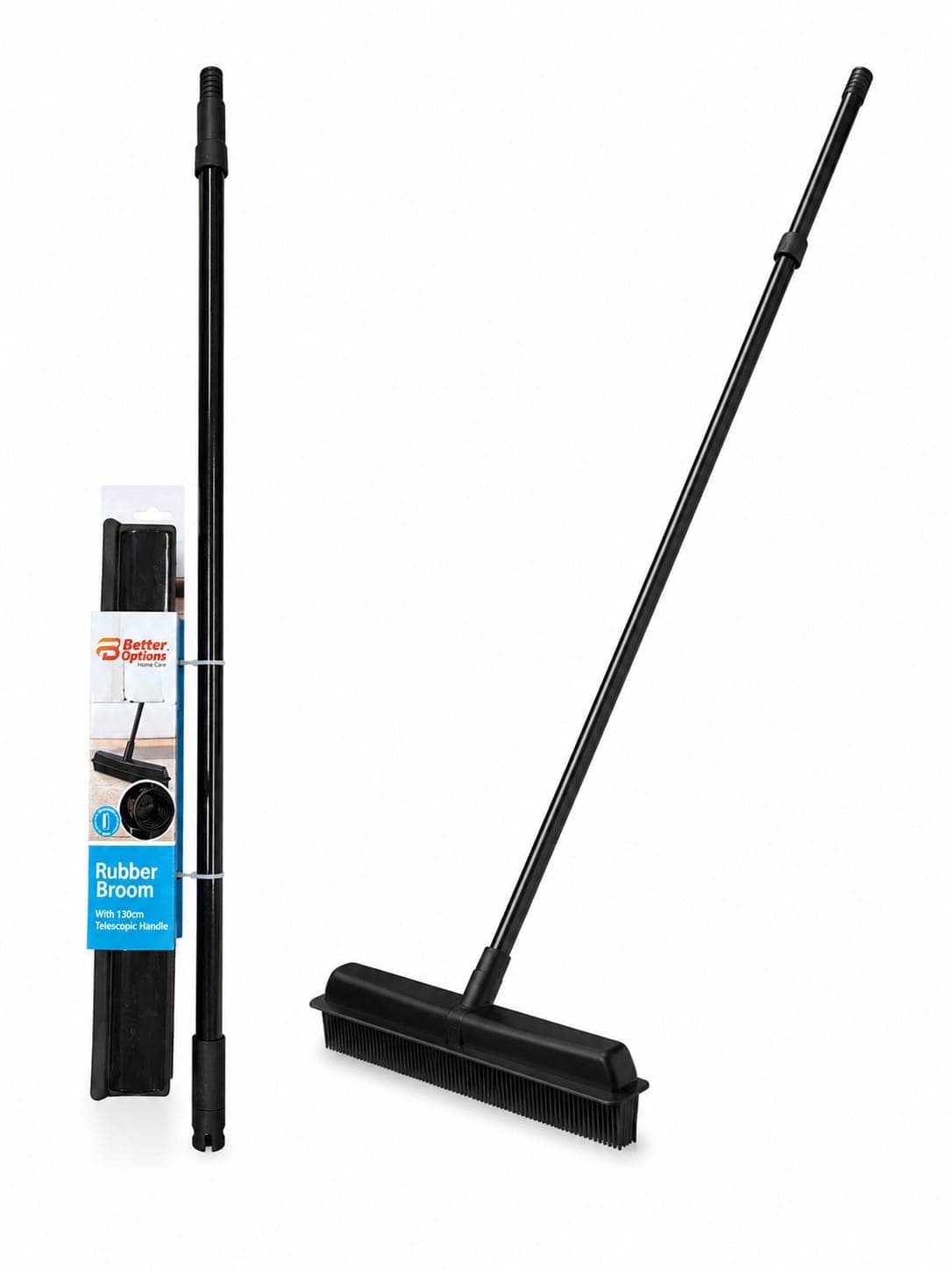 Better Options RUBBER BROOM WITH 130CM TELESCOPIC HANDLE