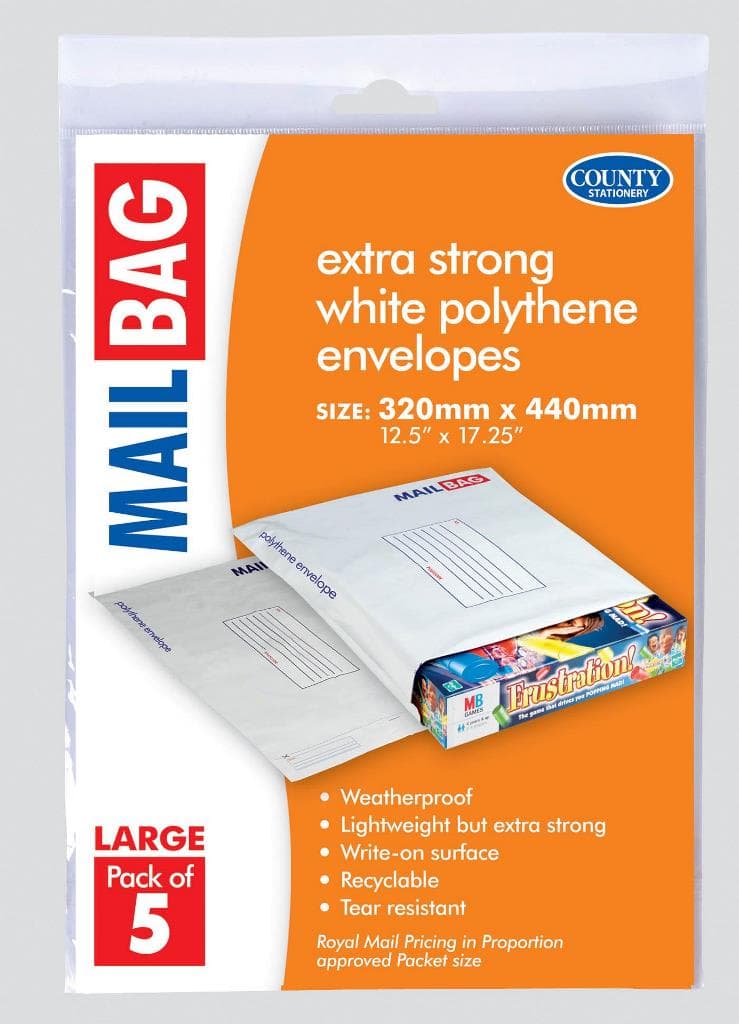 County  Polythene Large Mail Bags 5-pcs