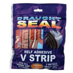 V Strip Draught Seal Self Adhesive Pile 5m Brown