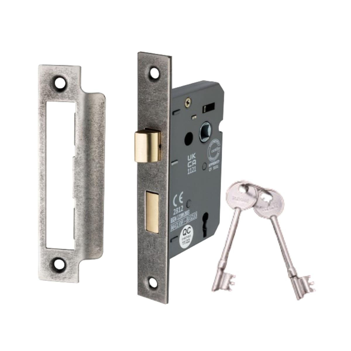 Securit 63mm 3 Lever Sash Lock Np 4 Keys (s1822)