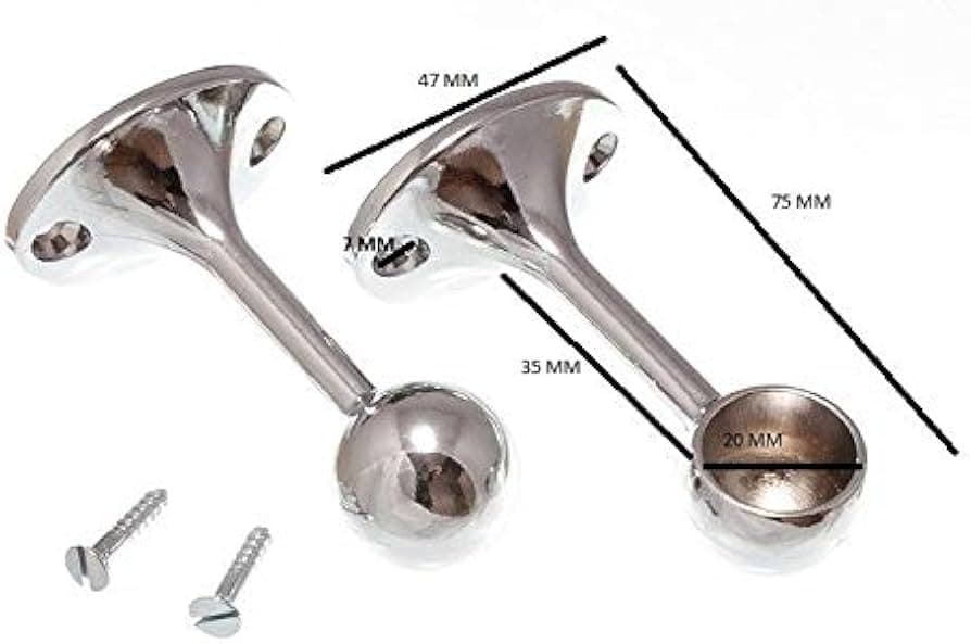 Securit 19mm Tower Rail End Bracket Cp Pk2 (s5563)