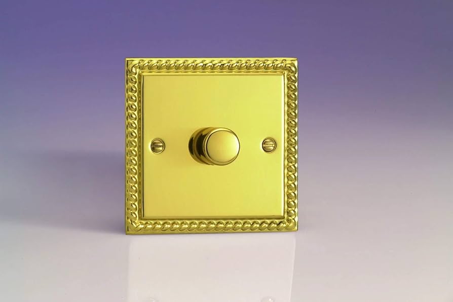Red/Grey Georgian Brass 2G 1W Dimmer Switch 60-25 BR37P image