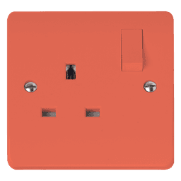 Red/Grey Polished Chrome 1G Switched 13A Socket CR50P 2