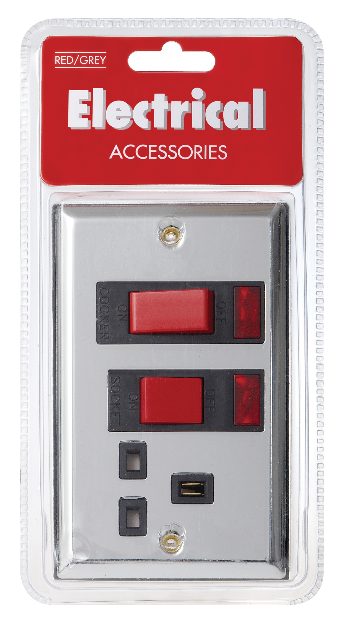 Red/Grey Polished Chrome 45A Cooker switch & 13A Socket CR49P image