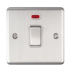 Red/Grey Flat Brushed Satin Stainless Steel 13A Switched Connection SS48W 1