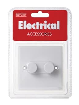 Red/Grey Twin 1 Way Rotary Dimmer Swt B37P 1