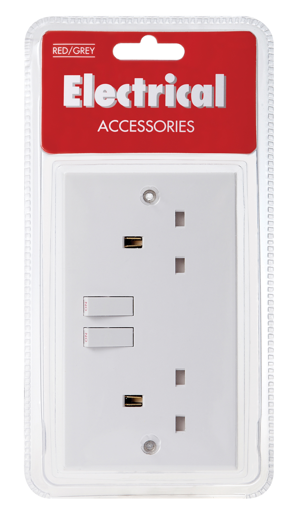 Red/Grey 2 Gang 13amp Switched Socket - Retail Box B11 image