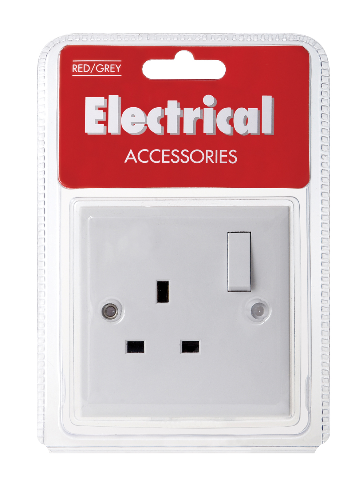 Red/Grey 1 Gang 13amp Switched Socket - Retail Box B10 image