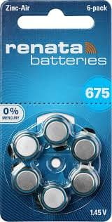 Renata ZA675 6pk Hearing Aid Battery 1