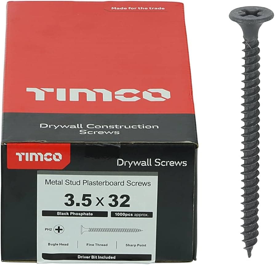 TIMCO 32mm Drywall Screw Blk Pk1000