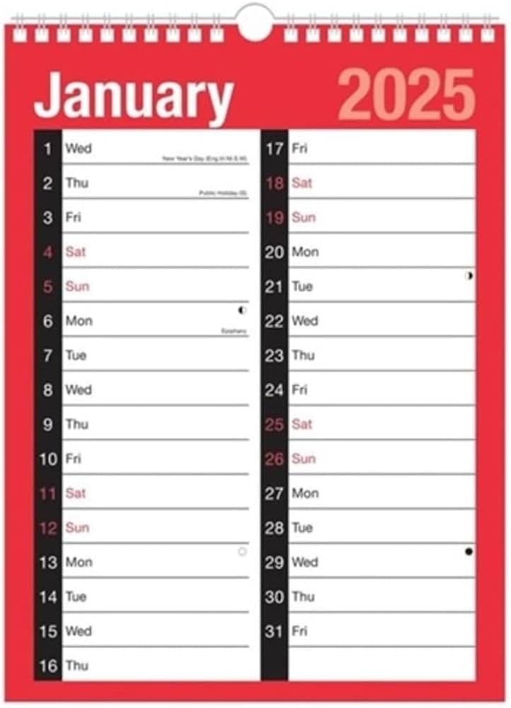 Tallon Month to view A3, 2 column planner
