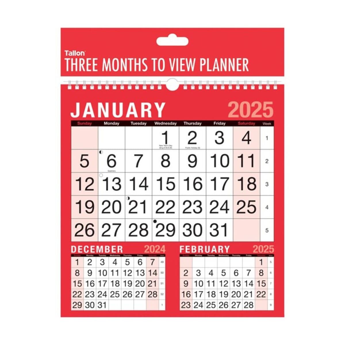 Tallon 3 month to view planner, In Hanging Pack