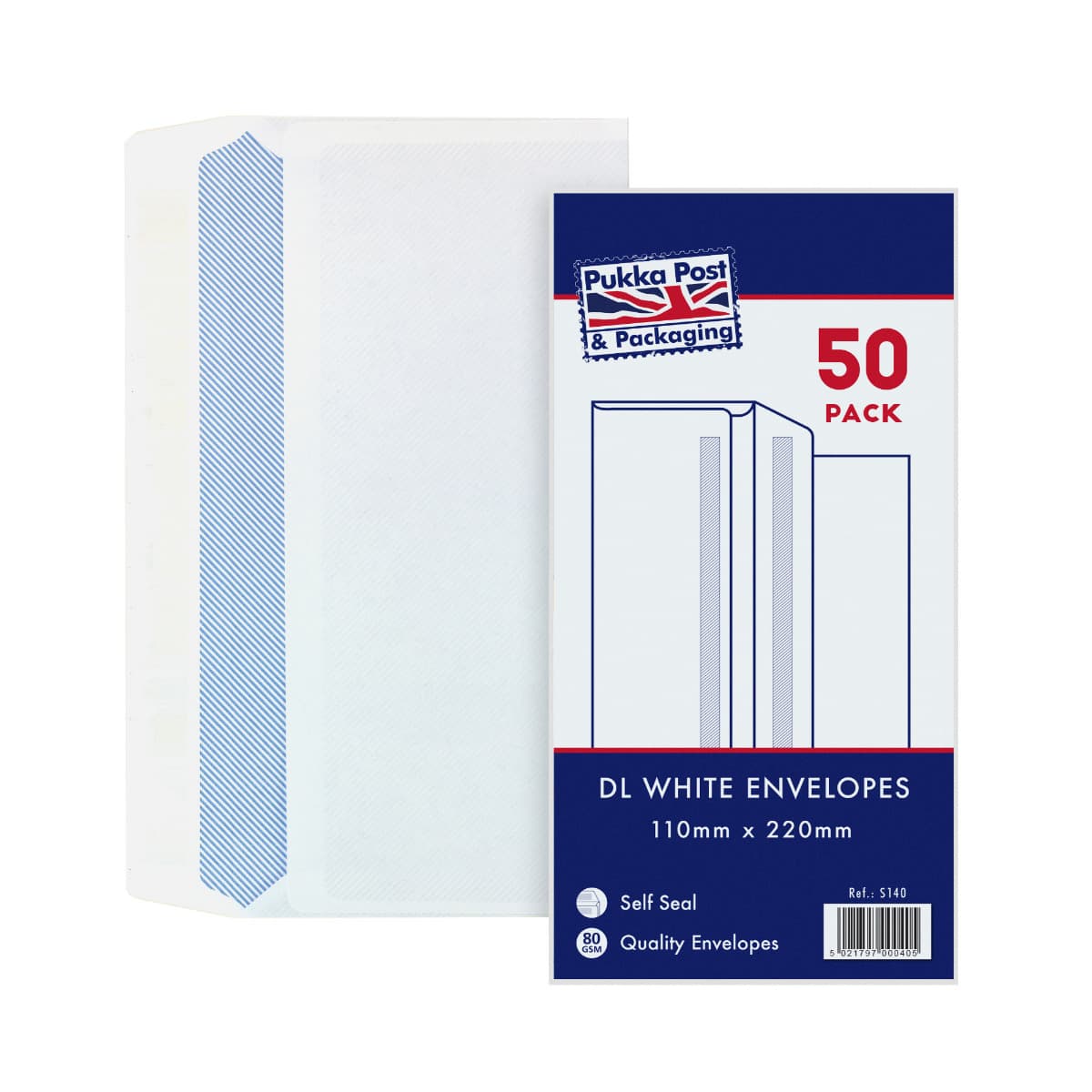 Comet White Self-Seal Envelopes Pk50 110mm x 220mm (S140)