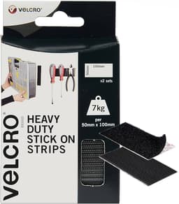 Velcro Heavy Duty Stick On Strips 50mm x 20cm black (EC60239) 1