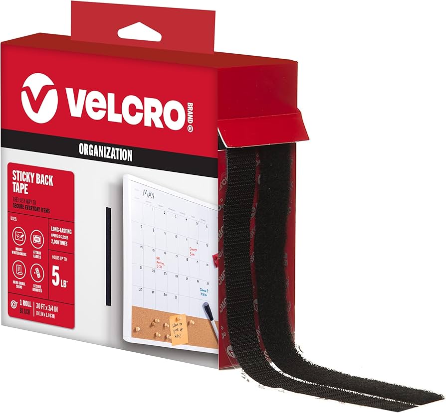 Velcro Stick On 20mm X 10m Black Hook & Loop Fastener image