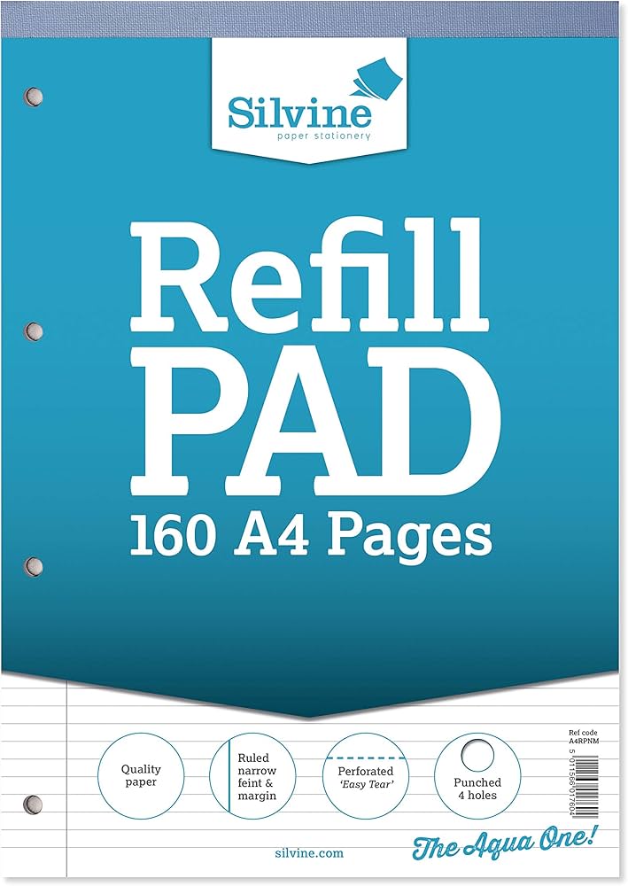 Silvine Rules Narrow Feint & Margin A4 Refill Pad (A4RPNM) image