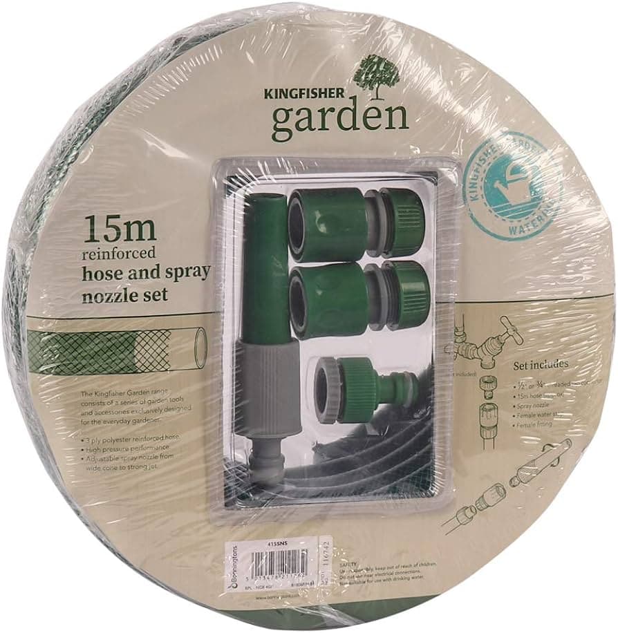 Kingfisher 15m Garden Hose & Nozzle Spray Set [415SNS] 