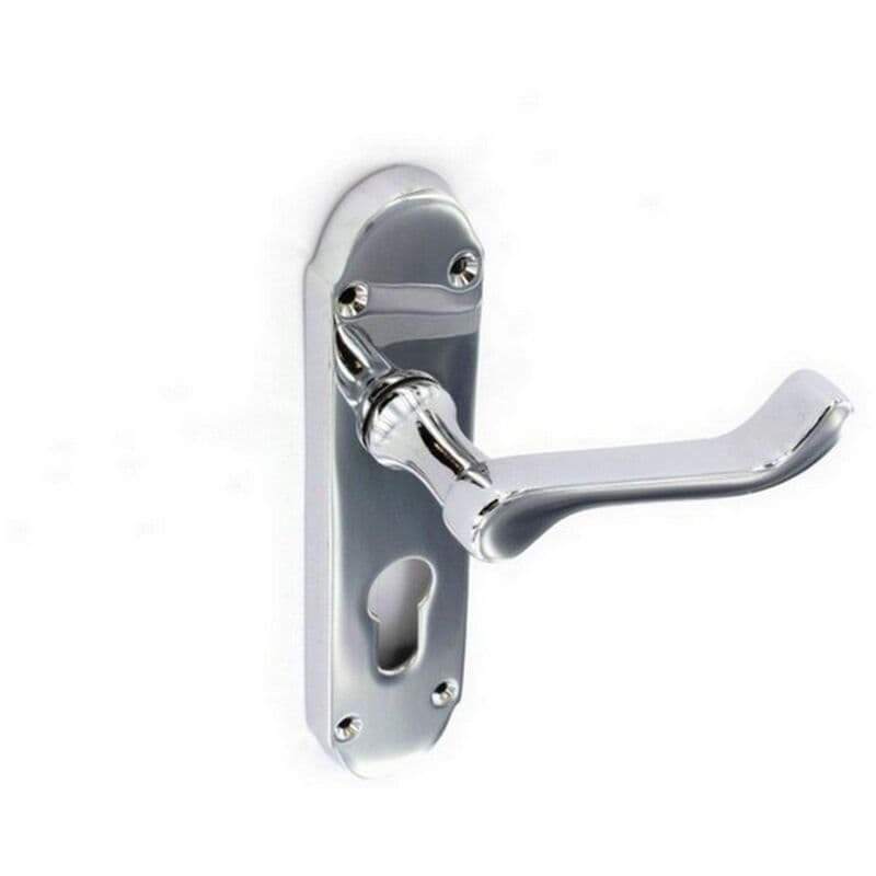 Securit 170mm Chrome Shaped Euro Lock Handles 1pair (s2713)