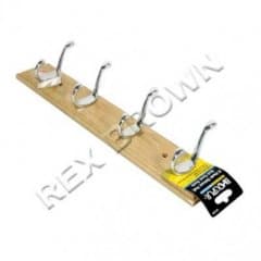 Ashleys Deluxe 4 Hook Coat Stand On Wooden Base