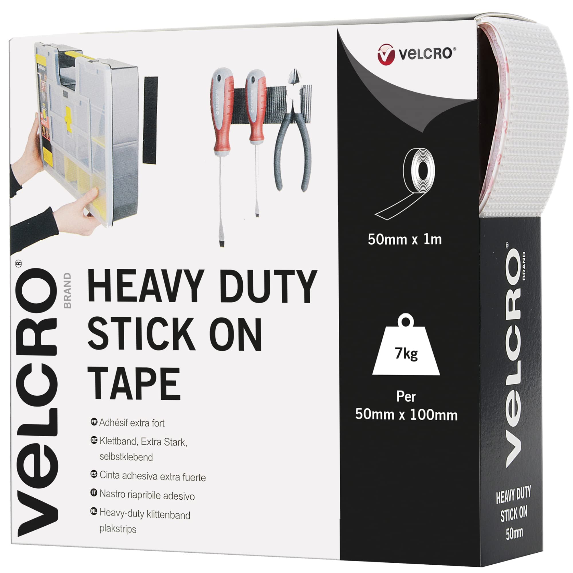 Velcro Heavy Duty Stick On Black 50mmx5Metre Tape image