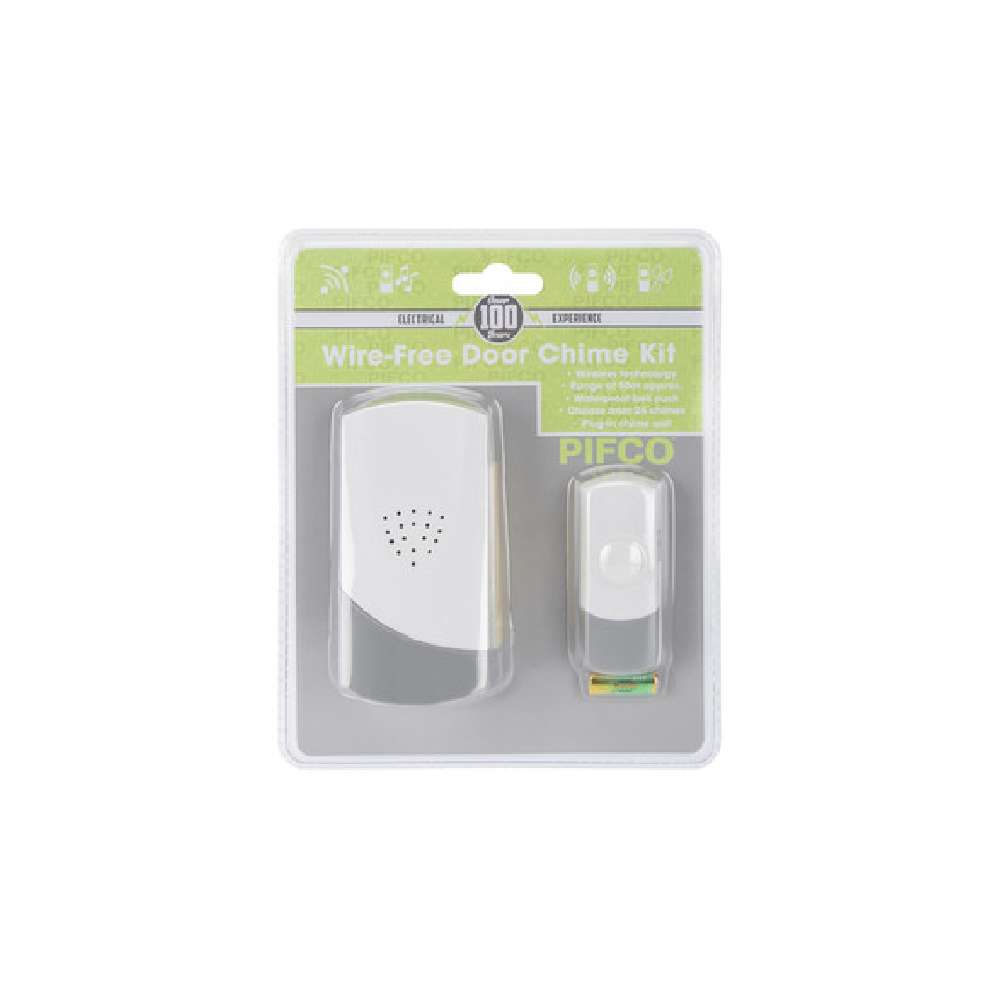 Pifco Wirefree Door 2pc Chime Set With One Bell Push Plug In image