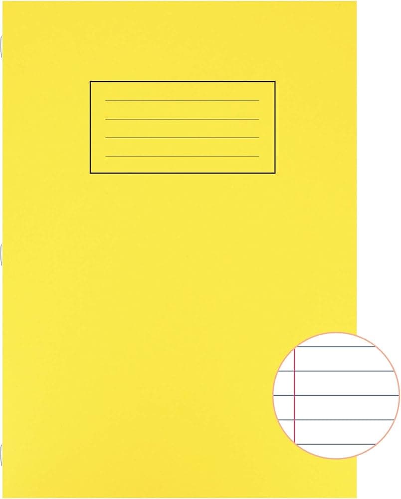 Silvine A4 Exercise Book 40 LVS Yellow (EX109) - Lined with margin