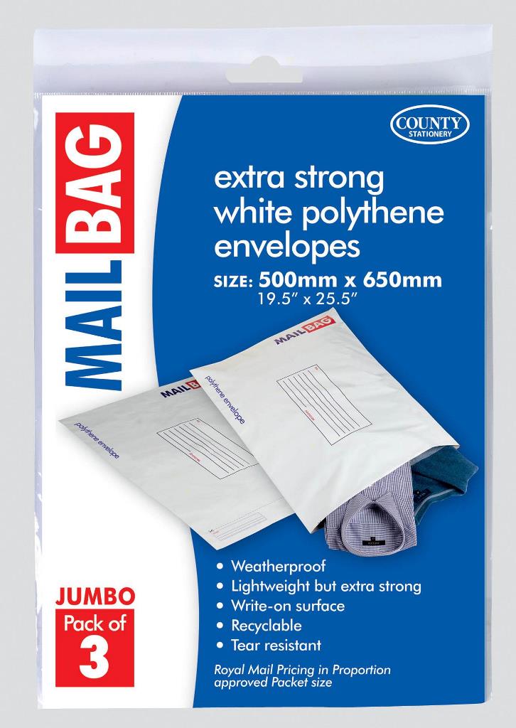 County Polythene Mail Bags Ex Large 500mm X 650mm image