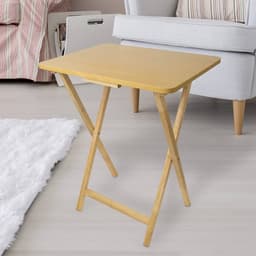 BENROSS TV Table - Natural 38.5 x 48.5 x 65cm Rubberwood Legs - MDF Top 1