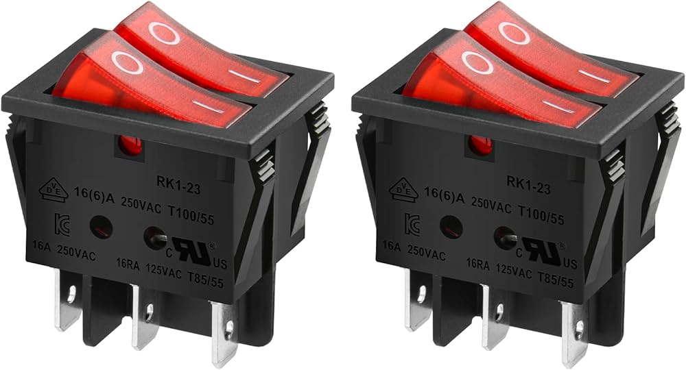 Red/Grey Twin 2 Way Wall Switch (B16) BOX OF 10 image