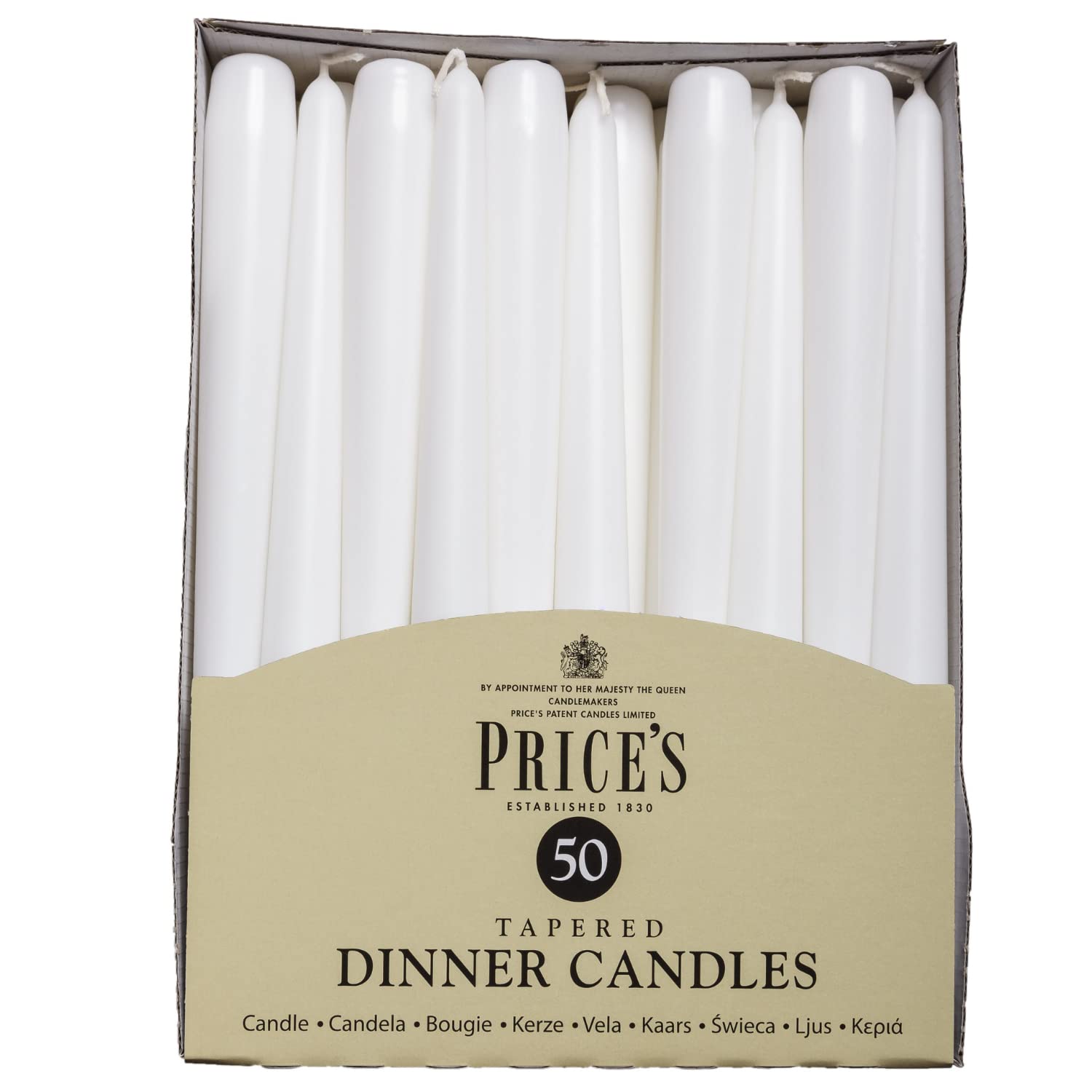 Prices Tapered Dinner Candle Unwrapped 50pk Ivory image