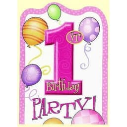 Unique Party 8 First B'day Pink Invitations 1