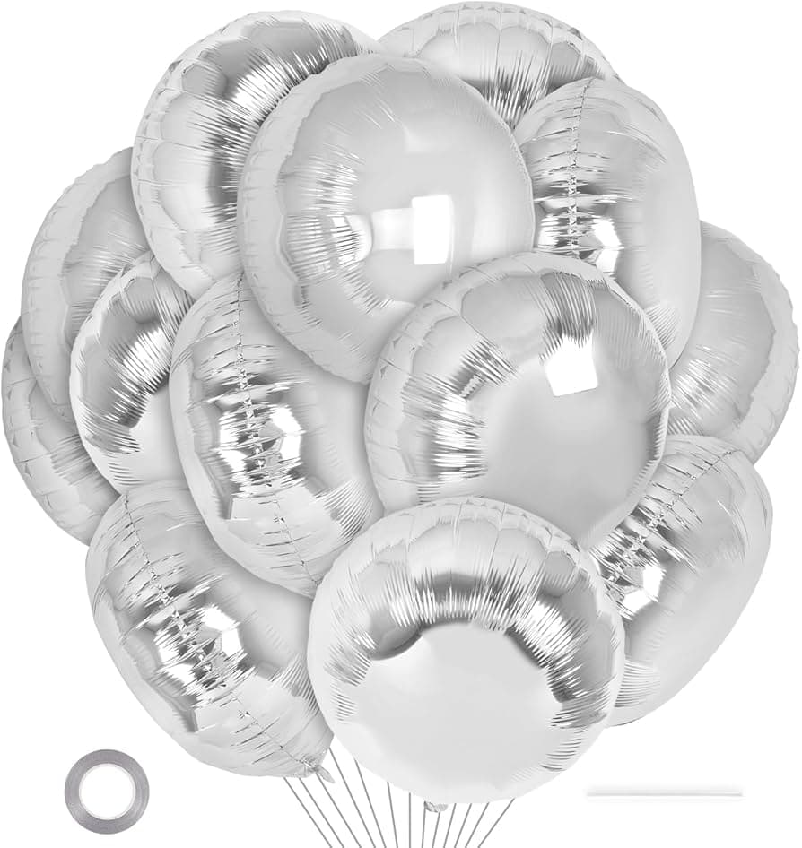 Unique Party 18'' Pkg Round Silver Foil Bln