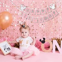 Unique Party First Bday Pink Jointed Banner 1