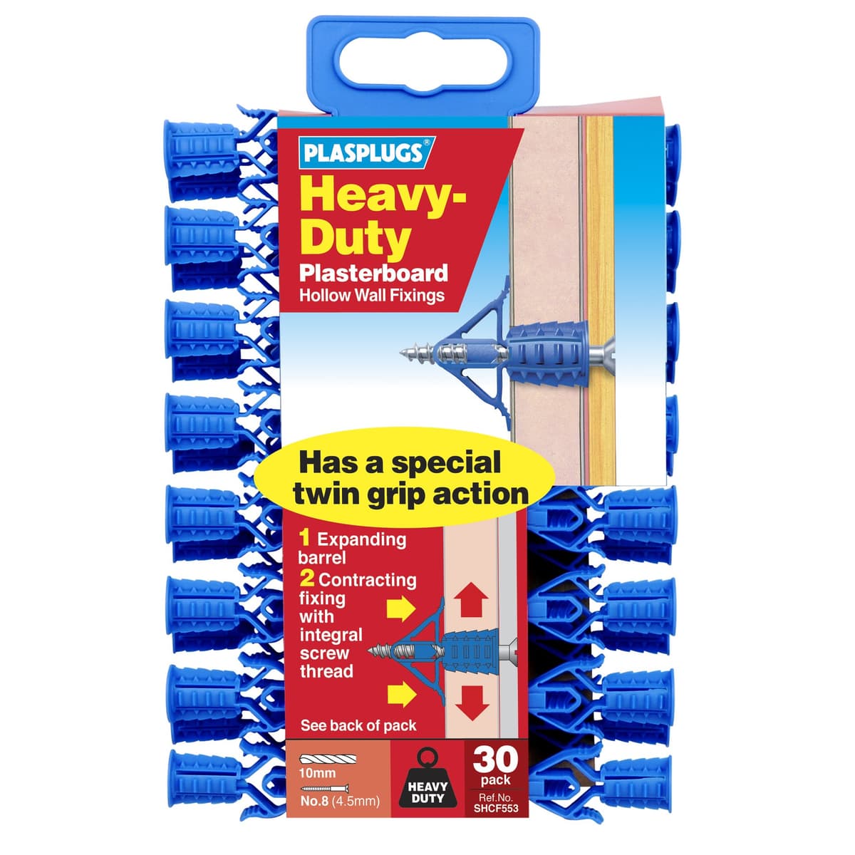 Plasplugs Heavy Duty Plasterboard Fixings Pk30 (SHCF553)