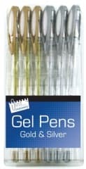 Tallon Gel Pens Gold & Silver 6Pc