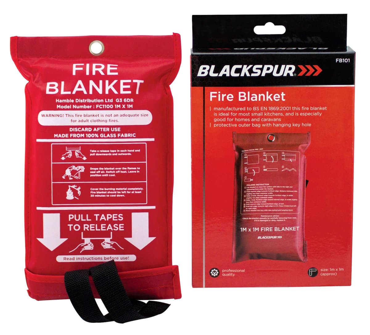 Blackspur 1m X 1m Fire Blanket