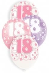 Unique Party 6 12'' Pink Glitz Balloons -18