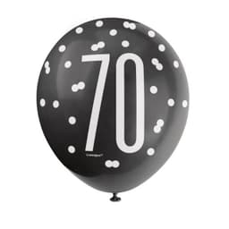 Unique Party 6 12'' Black Glitz Balloon - 70 1