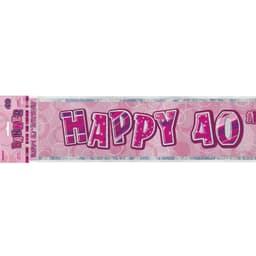 Unique Party Pink Glitz 40 Flag Banner 12ft 1