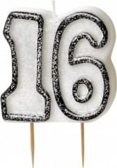 Unique Party Glitz Black Numeral 16 Candle
