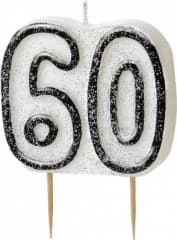 Unique Party Glitz Black Numeral 60 Candle