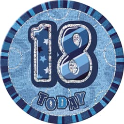 Unique Party Blue Glitz 6'' Badge- 18 1