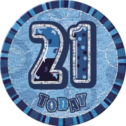 Unique Party Blue Glitz 6'' Badge- 21 1