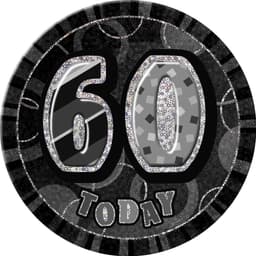 Unique Party Black Glitz 6'' Badge- 60 1