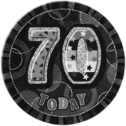 Unique Party Black Glitz 6'' Badge- 70 1