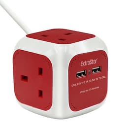 Red/Grey 2 Gang 13 Amp 2Mtr. Extension Lead Boxed C78 1