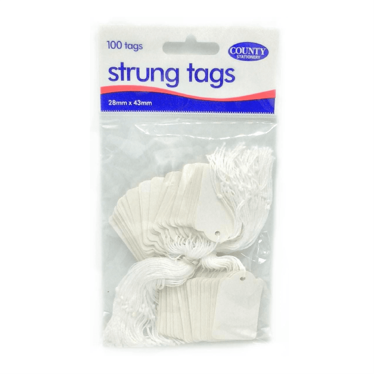County Strung Tags 28mmx43mm 100pcs.
