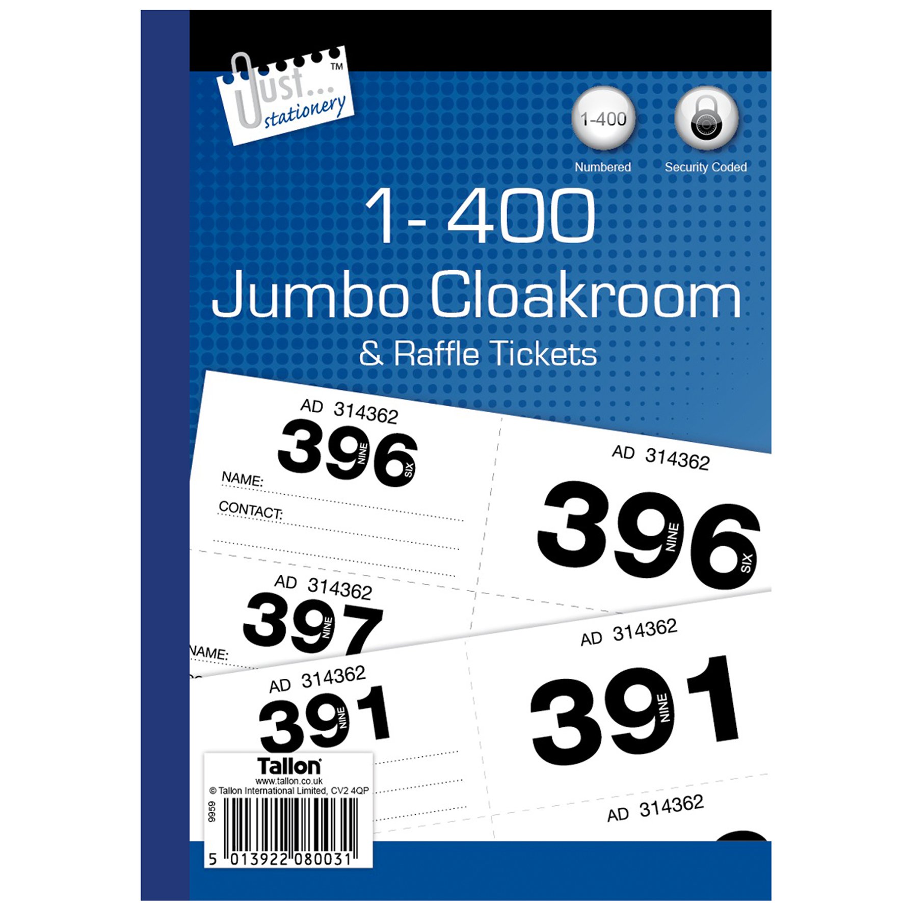 Tallon Jumbo Cloakroom Tickets 1-400 image