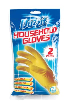 151 Duzzit  Household Gloves Medium 2pk 1