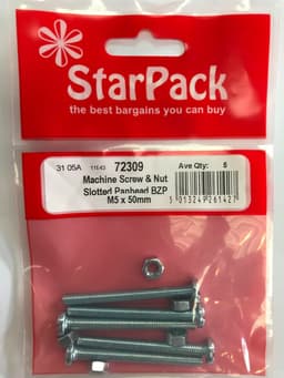 Star Pack Machine Screw BZP Slotted Pan Head M5 x 25(72307) 1